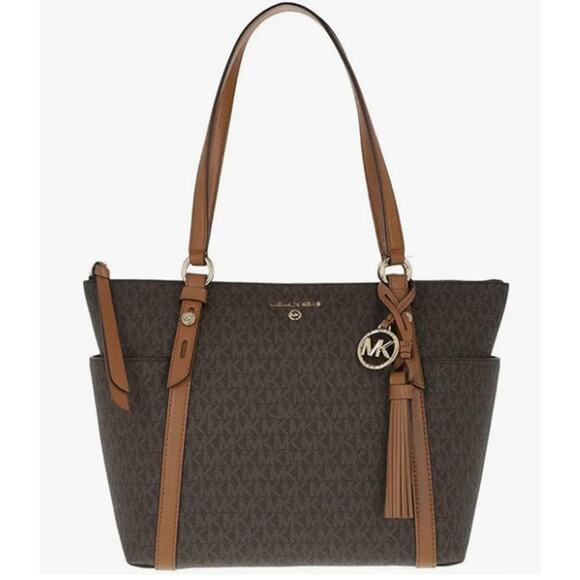 Michael Kors Women's MD TZ Tote Evening Bag Brown Tote Handbag - Picture 1 of 5